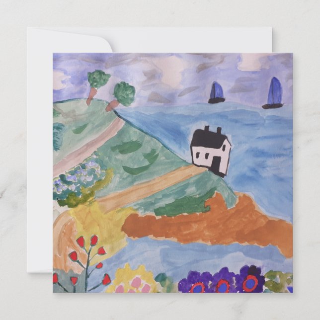 Sommerküste und Blume - Flachgrusskarte (Vorderseite)