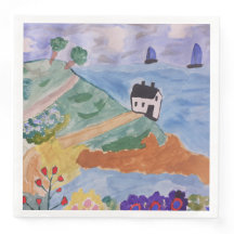 Sommerküste und Blume Papier Napkins