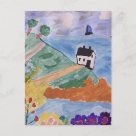 Sommerküste und Blume Postkarte