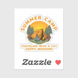 Sommerlager mit Katze Aufkleber