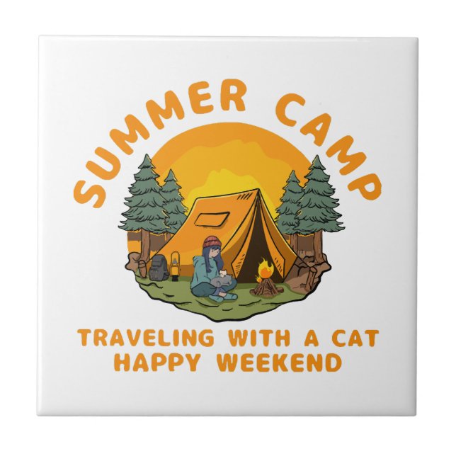 Sommerlager mit Katze Fliese (Vorderseite)