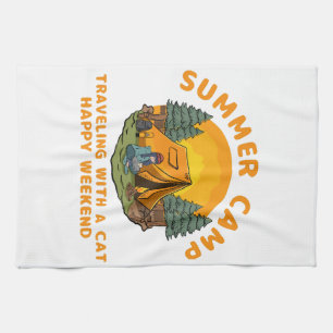 Sommerlager mit Katze Geschirrtuch