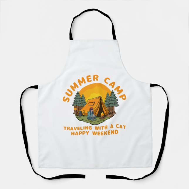 Sommerlager mit Katze Schürze (Vorderseite)