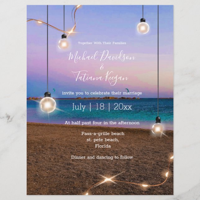 Sommerlampen Tropischer Strand Hochzeit Flyer (Vorne)