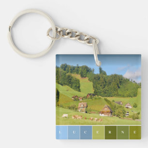 Sommerlandschaft in der Schweiz Schlüsselanhänger