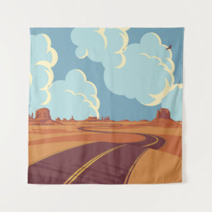 Sommerlandschaft mit einer leeren, gewundenen Stra Wandteppich