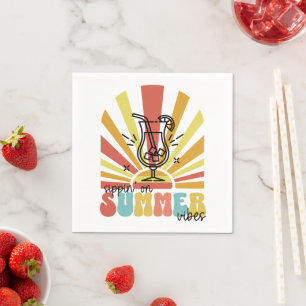 Sommerlaune genießen, Retro-Sonne, Cocktailglas Serviette