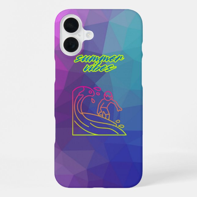 Sommerlaune Junge surft. iPhone 16 Plus Hülle (Rückseite)
