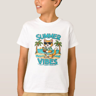 Sommerlaune Katze Katze Sonnenbrille T-Shirt
