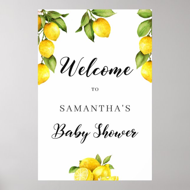 Sommerlemon Baby Dusche Willkommensschild Poster (Vorne)