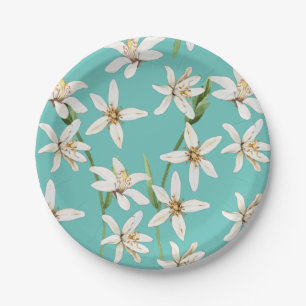 Sommerlemonblüte auf aquamarinen  pappteller