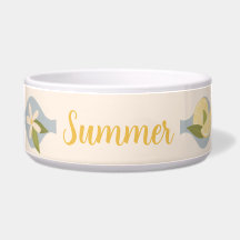 Sommerlemonen & Blüten Haustier-Schale mit Namen 