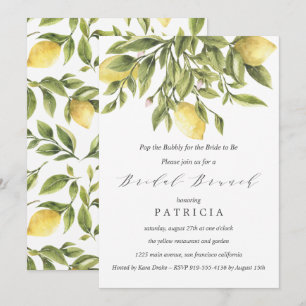 Sommerlemonen und Foliage Wedding Bridal Brunch Einladung
