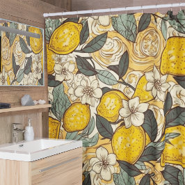 Sommerlemonen und weiße Blume Duschvorhang