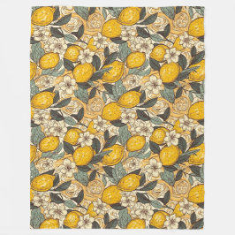 Sommerlemonen und weiße Blume Fleecedecke