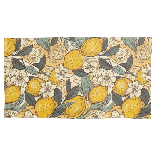 Sommerlemonen und weiße Blume Kissenbezug (Vorderseite-Links)