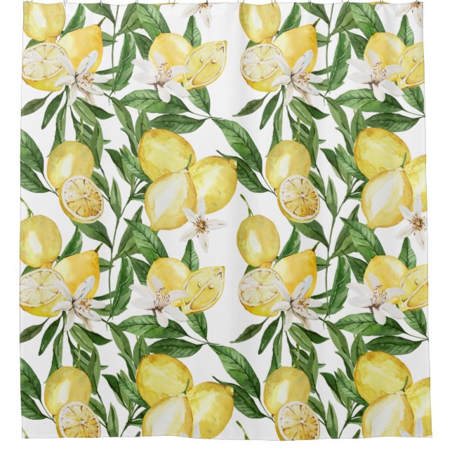 Sommerlemonen und Zitronenblütenmuster Duschvorhang (Vorderseite)