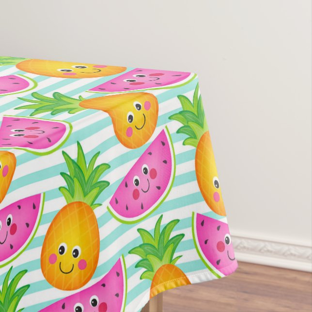 Sommerlich tropisches Ananas- und Wassermelonenmus Tischdecke (Beispiel)