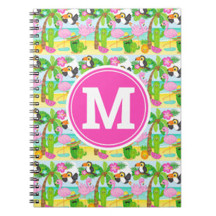 Sommerlich tropisches Tukan- und Flamingo-Muster Notizblock