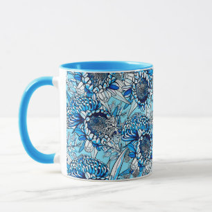 Sommerliche Blaue Waratah-Blumensträuße Tasse