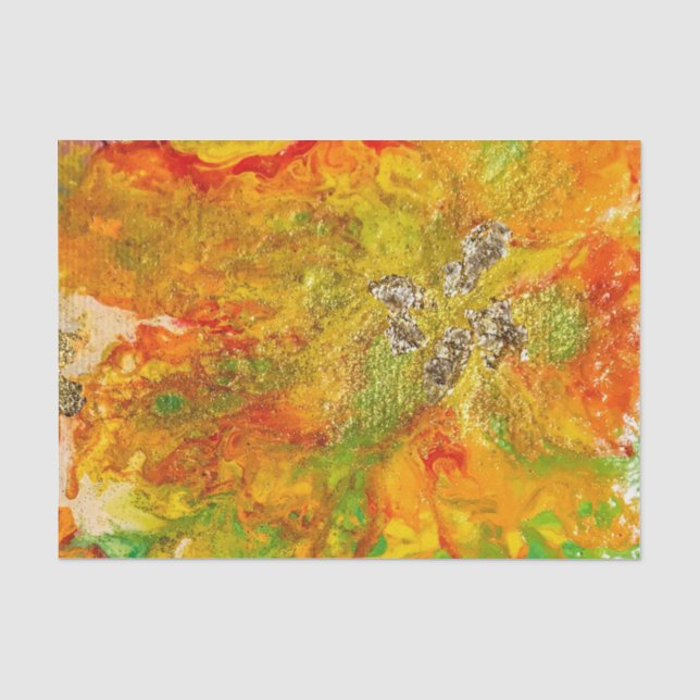 Sommerliche Blume abstrakt Orangengelb Seidenpapier (Vorderseite)