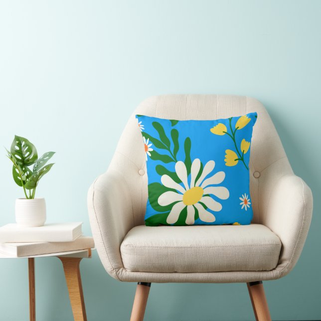 Sommerliche Blume auf blau Kissen (Stuhl )