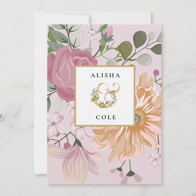 Sommerliche Blume auf Rosa Einladung zur Hochzeit (Vorderseite)