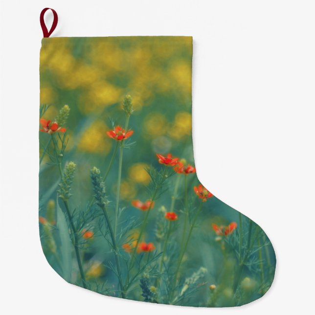 Sommerliche Blume (Blumenfeld) (Rote Blume) Großer Weihnachtsstrumpf (Vorderseite)
