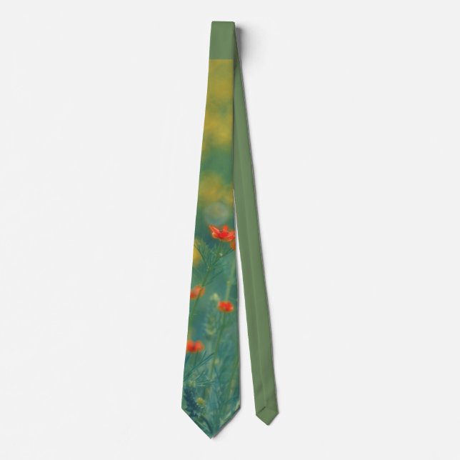 Sommerliche Blume (Blumenfeld) (Rote Blume) Krawatte (Vorderseite)