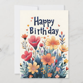 Sommerliche Blume & Herzen Geburtstag Einladung