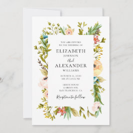 Sommerliche Blume Hochzeitseinladung. Frühlingsblü Einladung