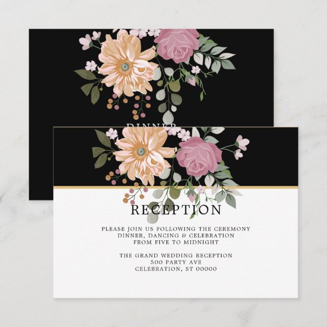 Sommerliche Blume | Hochzeitsempfangskarte (Vorne/Hinten)