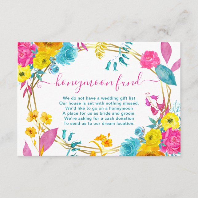 Sommerliche Blume Hochzeitsfonds für Wasserfarben Begleitkarte (Vorderseite)