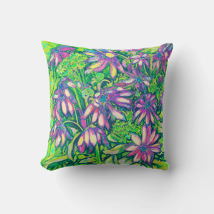 Sommerliche Blume Lila Grüne Wildblumen Blumenmuse Kissen