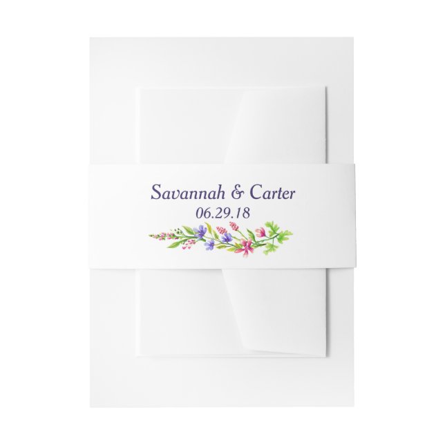 Sommerliche Blume Personalisiert Hochzeit Einladungsbanderole (Vorderseite Beispiel)