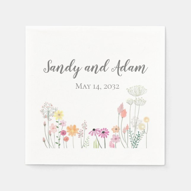 Sommerliche Blume Personalisiert Hochzeit Napkins Serviette (Vorderseite)