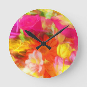 Sommerliche Blume Runde Wanduhr