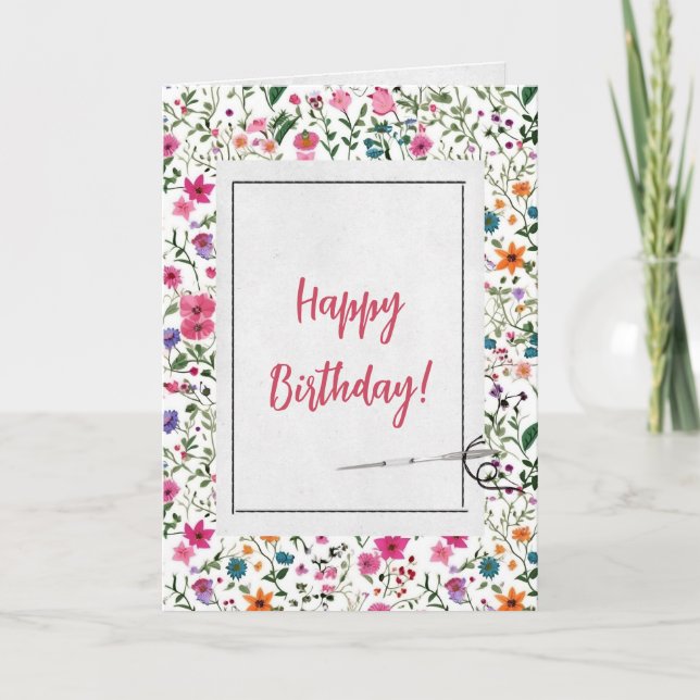 Sommerliche Blume und Needle zum Geburtstag Karte (Vorderseite)