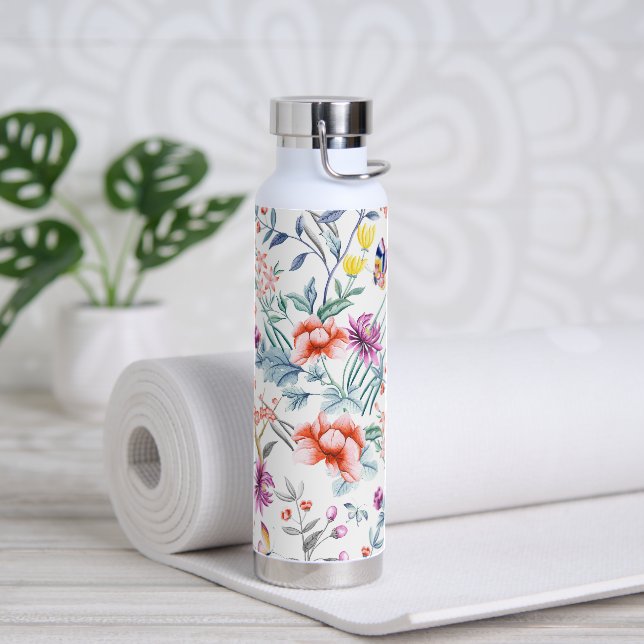 Sommerliche Blume und Schmetterling Trinkflasche (Yoga)