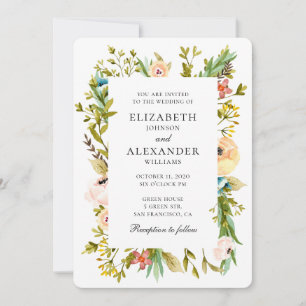 Sommerliche Blumen Hochzeitseinladung. Blumiger Ga Einladung