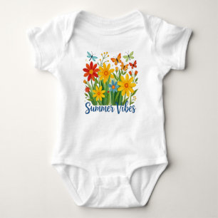 Sommerliche Blumen mit Schmetterlingen Baby Strampler