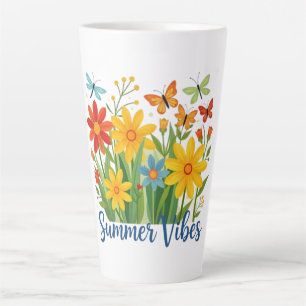 Sommerliche Blumen mit Schmetterlingen Milchtasse
