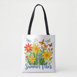 Sommerliche Blumen mit Schmetterlingen Tasche