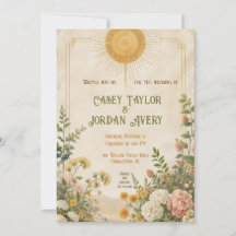 Sommerliche Blumeneinladung zur Hochzeit im Vintag