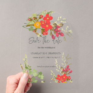 Sommerliche Blumengarten-Wildblumen-Hochzeit Acryleinladungen