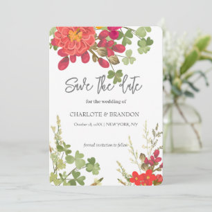 Sommerliche Blumengarten-Wildblumen-Hochzeit  Save The Date