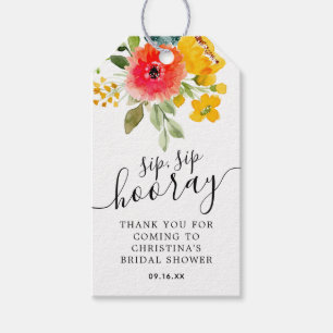 Sommerliche Blumige Sip Sip Hurra Brautparty Geschenkanhänger