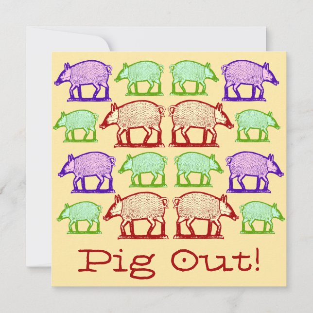 Sommerliche Einladung zum Picnic Pig-Out - Folk Ar (Vorderseite)