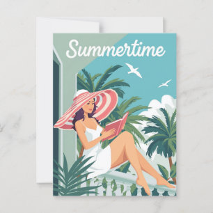 Sommerliche Entspannung Vintage Postkarte