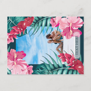 Sommerliche exotische Blumen personalisiertes Foto Postkarte